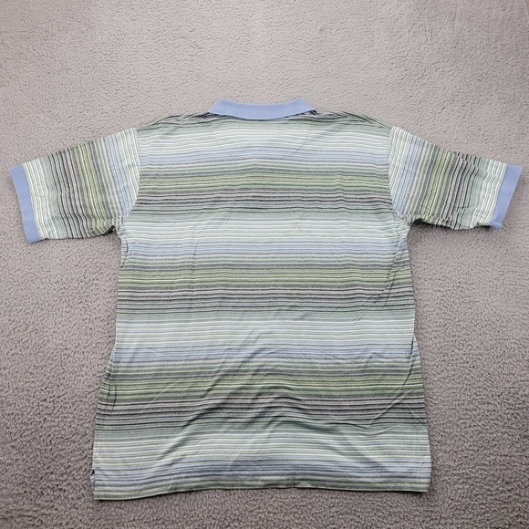 Alan Flusser Shirt Mens Medium Green Striped Polo‎ Golf Classic - Picture 7 of 12